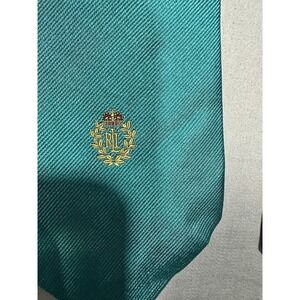 VTG Lauren Ralph Lauren Solid Teal With Logo Silk Necktie